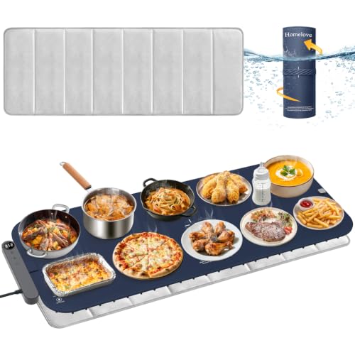 Warming Mat for Food (Dark-blue / XXL: 45.3''×15.8'')