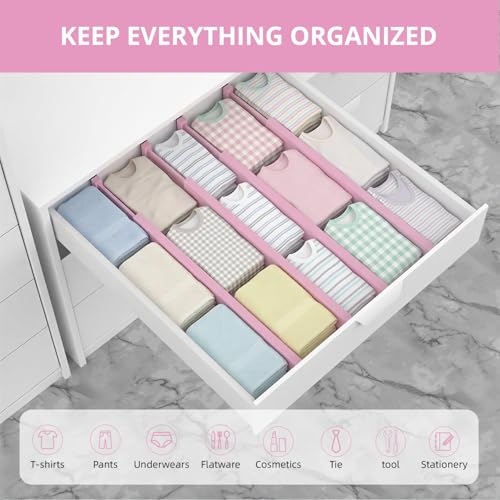 Expandable Bamboo Drawer Dividers (Pink)