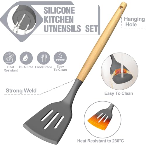 Silicone Kitchen Utensil Set (Dark Gray)