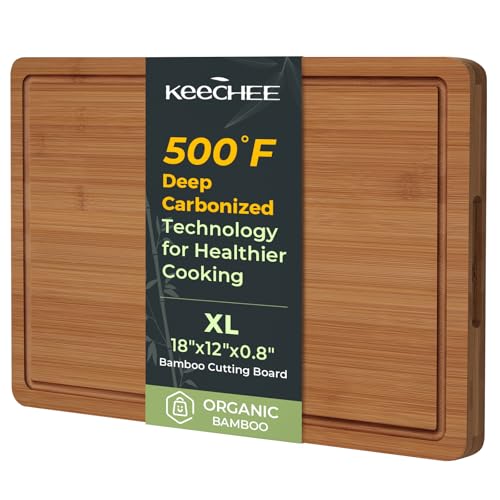 Charcuterie Board Carbonized Bamboo XL With Built (One Piece 18" / Carbonized Bamboo (Brown))