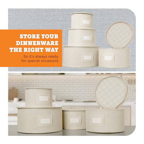 4 Piece China Plate Storage Set (Cream / 4 Piece Hard Shell Set for Plates)
