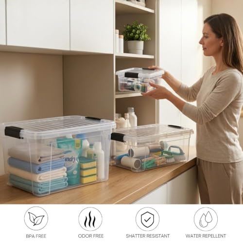 Clear Plastic Storage Bins with Lid (4.5 Quart)