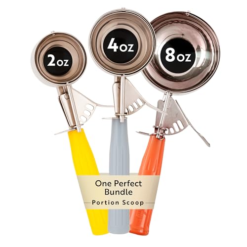 Bundle 3 Ice Cream Scoops Trigger Release Stainless Steel Dishers 2 (Bundle of (8 oz, 4 oz, 2 oz))