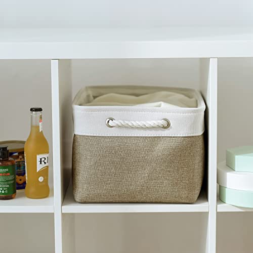 Storage Basket for Organizing (White & Khaki / 3PCS/Large - 15.7Lx11.8Wx8.3H)