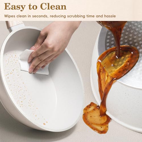 Pots and Pans Set Non Stick (White / 12 Pieces)