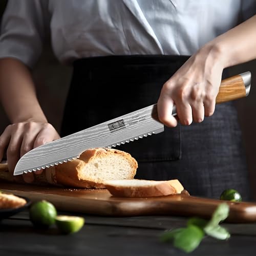 Damascus Bread Knife 8" (8.1 Inch Bread Knife)