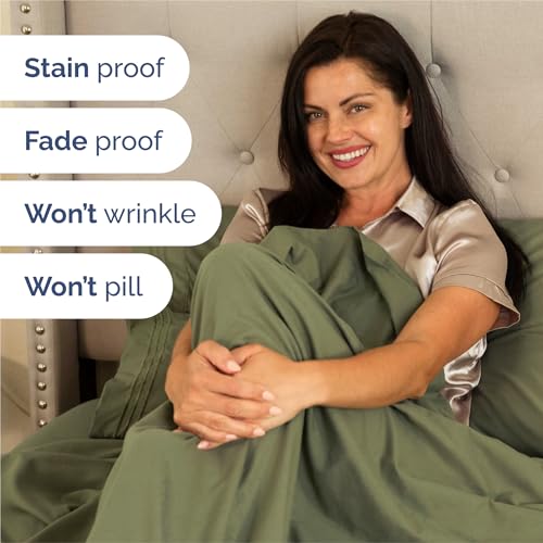 Split King Size 5 Piece Sheet Set (15 - Sage Green / Split King Size)