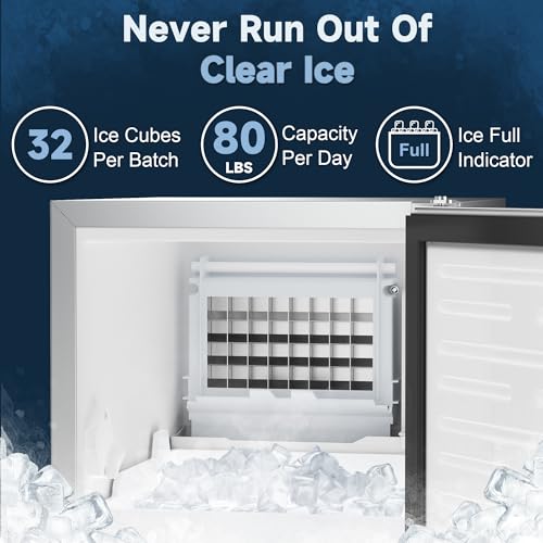15" W Commercial Under Counter Ice Maker Machine (80lbs/24H / Under Counter Ice Maker-Silver)