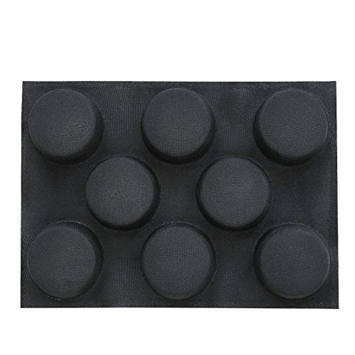 Silicone Bun Bread Forms Round Shape Trays Perforated Bakery Molds Fit Half Pan Size (8 Caves 4" Round Shape For Bun)