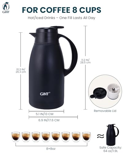 Stainless Steel Thermal Coffee Carafe (Black / 65 Ounces)