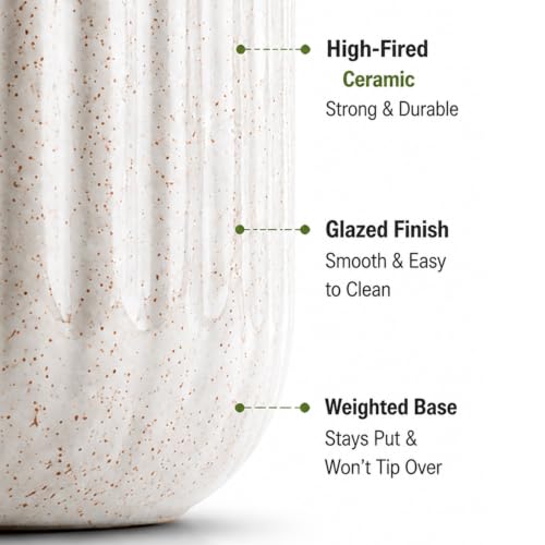 Large Ceramic Utensil Holder (White & sand)