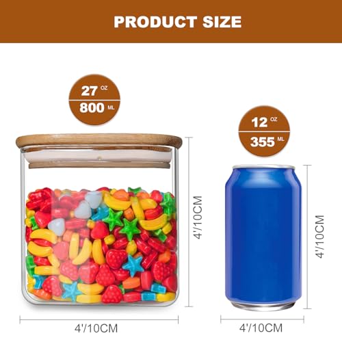 Glass Food Storage Jars 27oz Set of 6