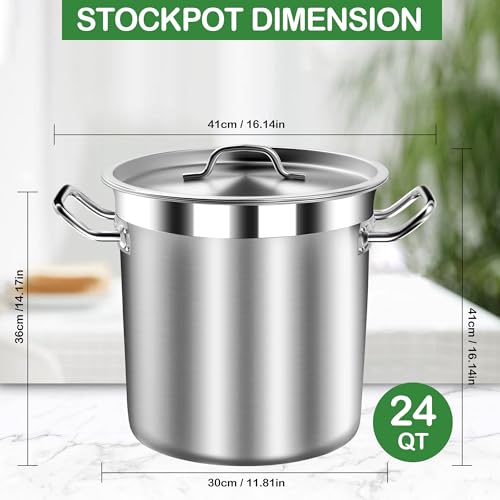 Stainless Steel 24 Quart Stock Pot with Lid (24 Quarts)