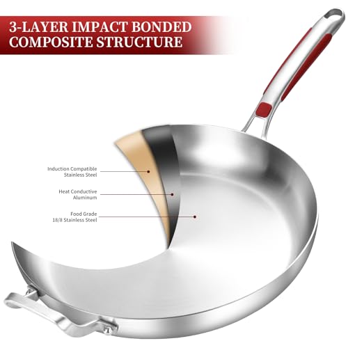 13 Inch Stainless Steel Frying Pan with Lid