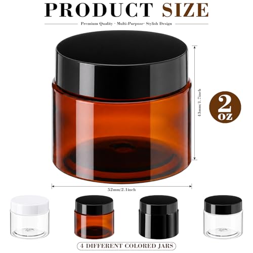 6 Pack 2 oz Plastic Jars Containers with Lids Wide (Color Mix / 2 oz)