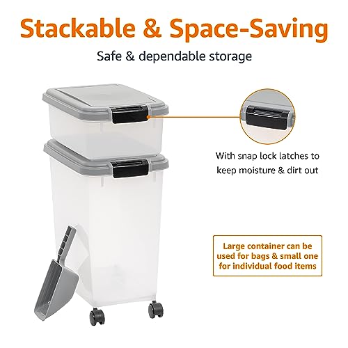 3 Piece Airtight Pet Food Storage Container Combo with Scoop (45 QT (33 QT + 12 QT))
