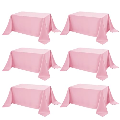 6 Pack Pink Tablecloths for Rectangle Tables (Pink / 90x156 In, 6 Pack)