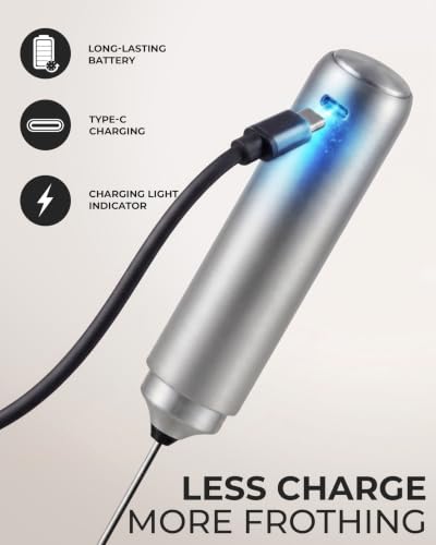 Rechargeable Milk Frother Handheld (Silver / Rechargeable Z1 Motor Max)