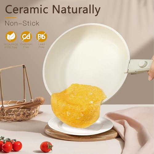 Ceramic Pots and Pans Set Non Stick (White / 15PCS 01)