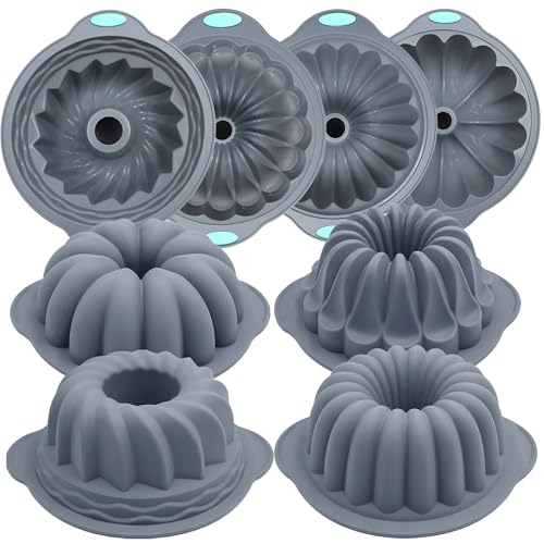 4 Pieces Silicone Fluted Tube Cake Pans (4pcs fluted tube cake pans (7 Cups))