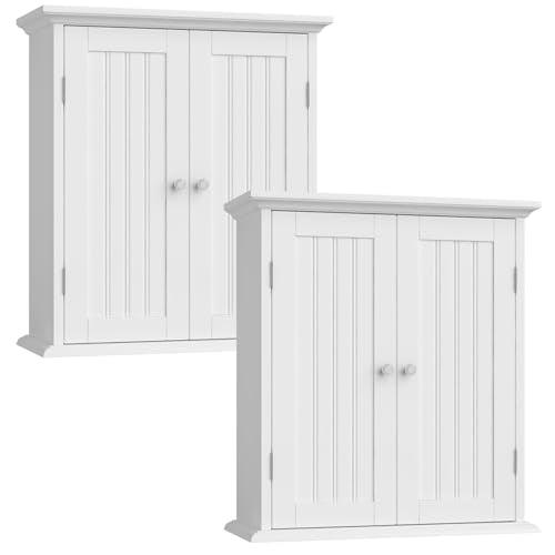 Bathroom Wall Cabinet Set of 2 (White / 8.8"D x 21.1"W x 24"H (2 pack))