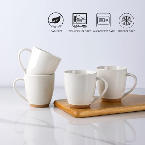 12oz Ceramic Coffee Mugs set of 6 (Light Beige / Set of 6)