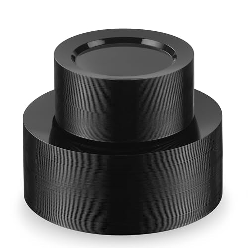 100 Elegant Black Plastic Plates Set (Black)