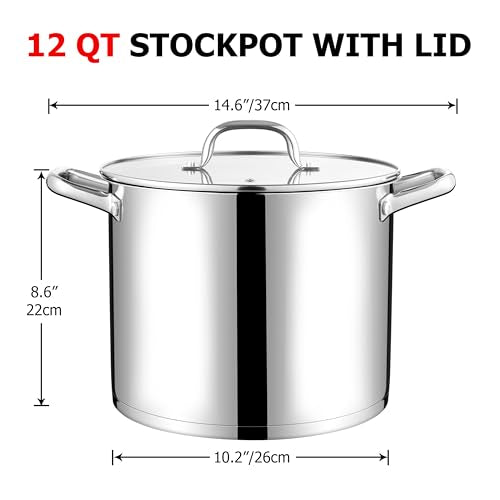 12 QT Stock Pot with Lid (12 Quarts)