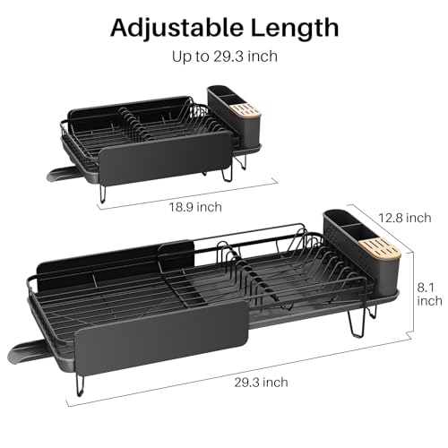 Large Dish Drying Rack for Kitchen Counter (Black)