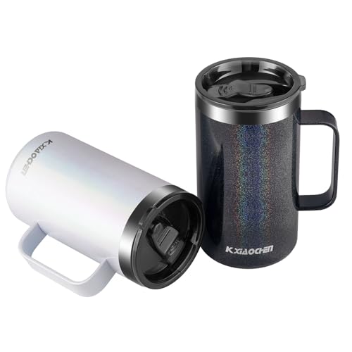 2 Pack 20 oz Insulated Coffee Mugs (B2.Glitter Black+White / 20 ounces (2 pack))