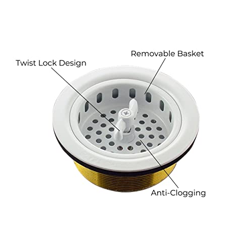 3.5" Sink Drain Assembly with Twist Lock Basket Strainer