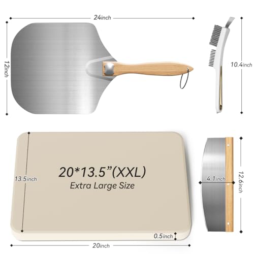 20''Pizza Stone for Oven and Grill with Pizza Peel (20 x 13.5 inch)