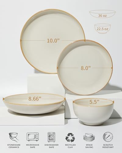 Ceramic Dinnerware Sets for 4 (Cream White / Set (16pcs))