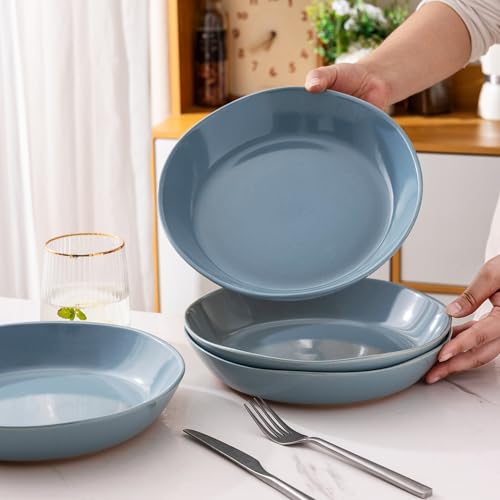 9.5'' Ceramic Large Pasta Bowls (Stone Blue(9.5inch))