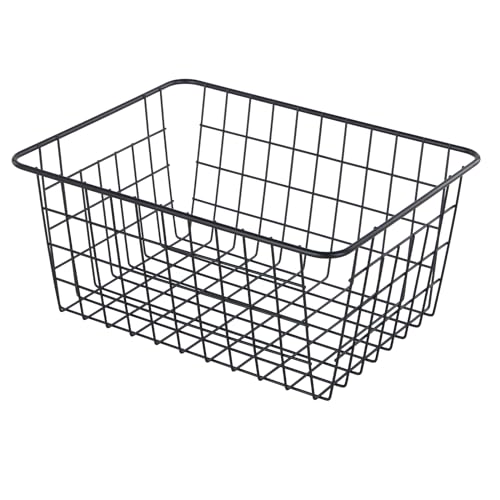 Extra Large】Wire Kitchen Storage Baskets 2 Packs (Black)