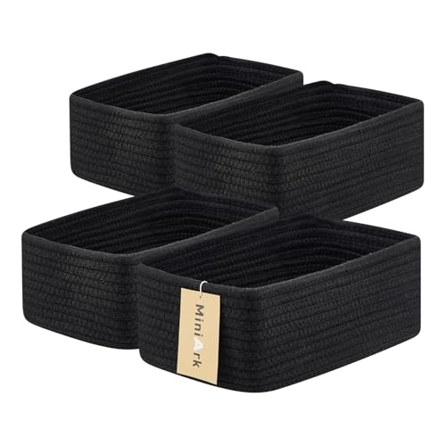 Small Storage Baskets for Organizing (4pcs-L11.5xW7.5xH4.7" / Black)