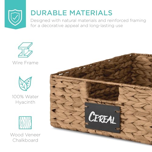 Set of 4 16x12in Large Water Hyacinth Pantry Baskets (12x16x5in / Chestnut)