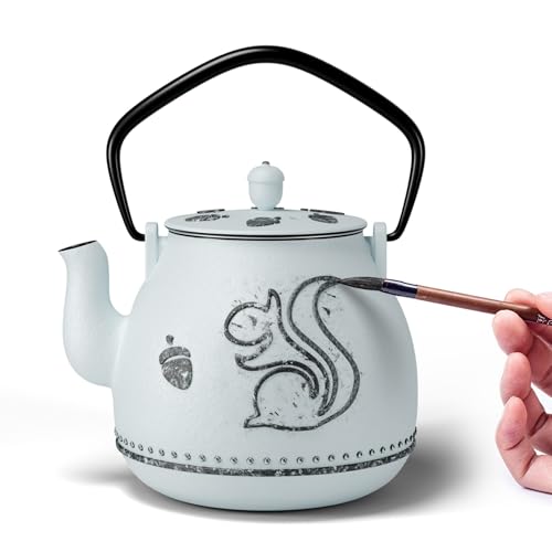 Teapot with Removable Infuser (1 Quarts / Light Blue Squirrel)