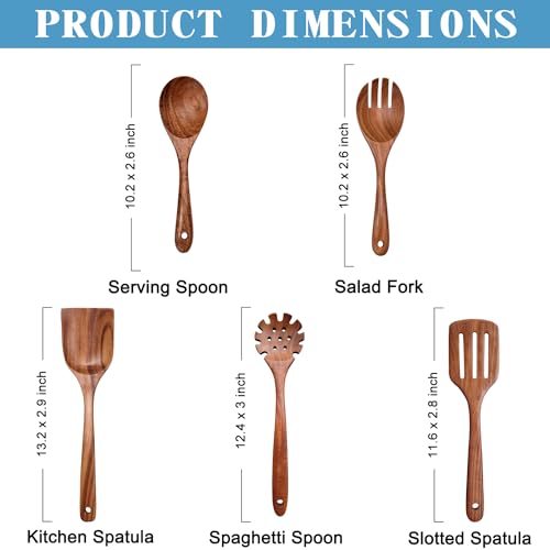 Wooden Spoons for Cooking Non (5 Piece Set)