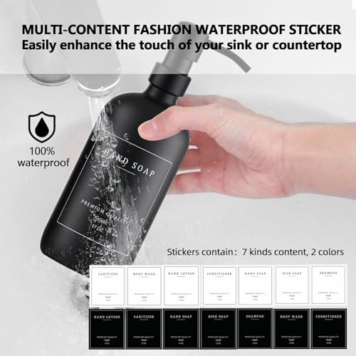 Black Thick Glass Soap Dispenser (Black Bottle/Black Pump + Tray + Funnel)