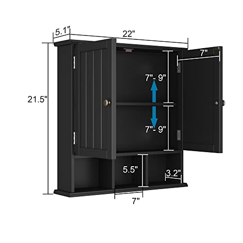Bathroom Cabinet Wall Mounted 2 (Black / 1 pack)