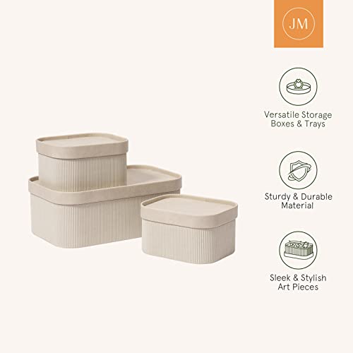 Decorative Storage Boxes with Lids Faux Leather (3 Count)