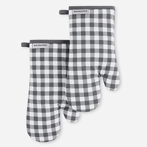 Gingham Oven Mitt 2 (Charcoal Grey / 7"x13")
