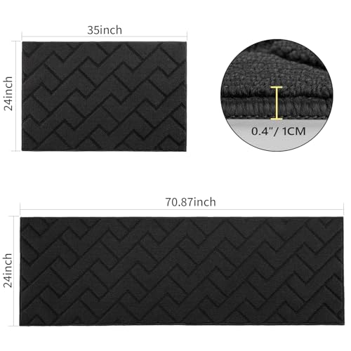 Kitchen Runner Rug (Black / 24"x71"+24"x35")
