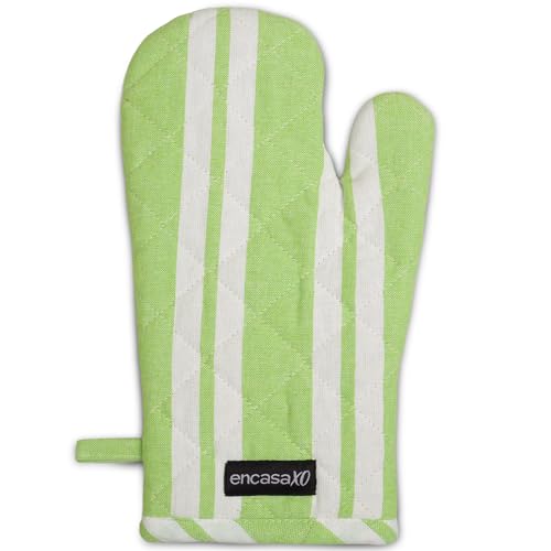 Oven Mitts Heat Resistant Kitchen Gloves (Oven Gloves / Franca Lime Stripes)