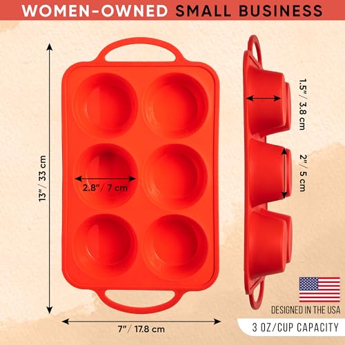 Silicone Muffin Pan (Red / Regular (6 Cups Pan))