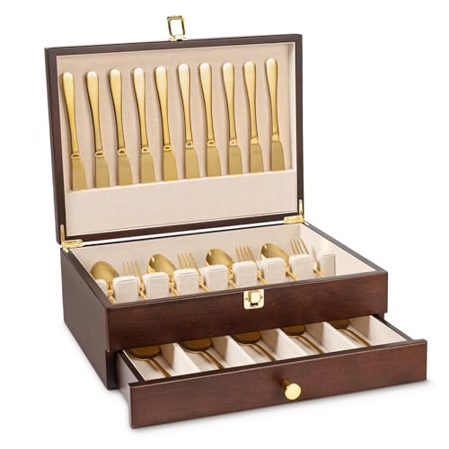 Silverware Storage Box (2 Layer Walnut)
