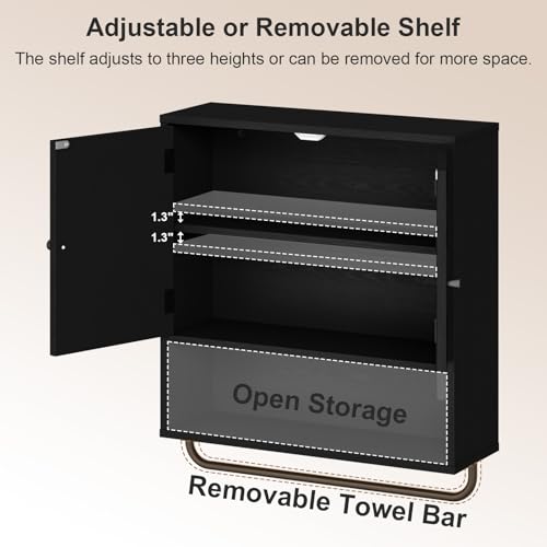Rattan Bathroom Wall Cabinet (Black / 2 Doors)