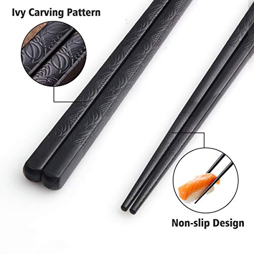 Fiberglass Chopsticks (Black Flower-10 Pairs)