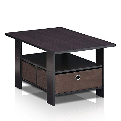 Andrey Coffee Table with Bin Drawer (Dark Walnut / 2 Bin)
